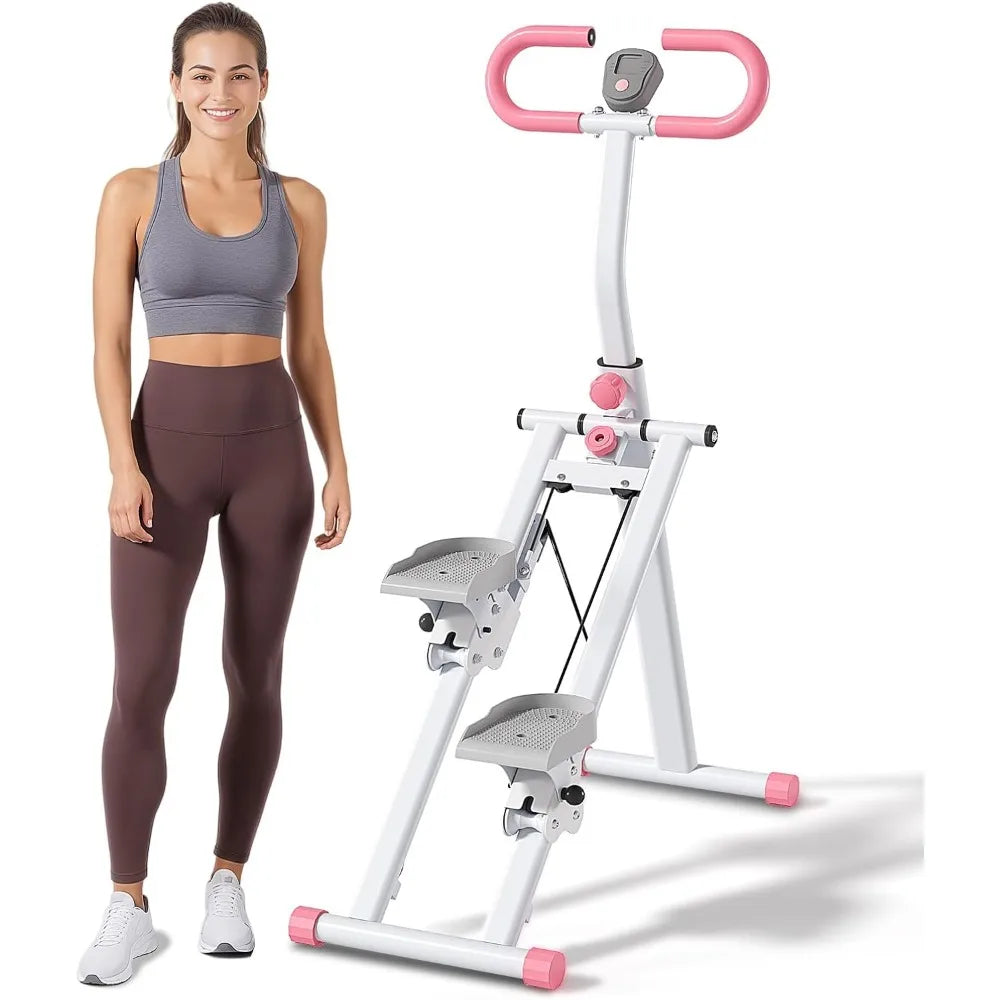 Folding Vertical Stair Stepper Machine for Home Workouts Portable Exercise Equipment with Handlebar and Digital Monitor