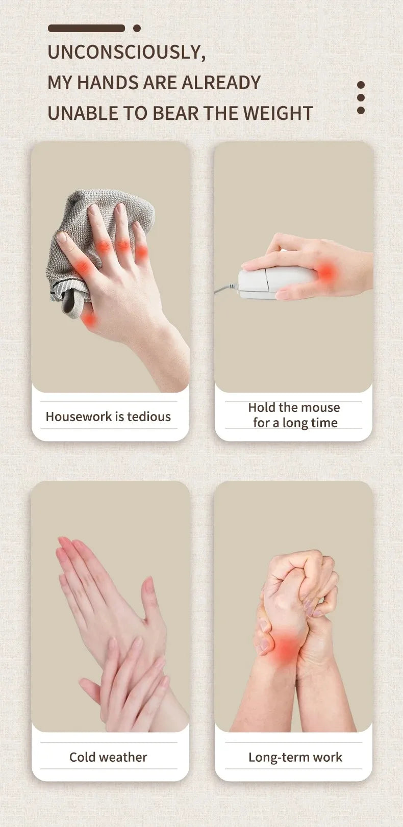 Hand Massager with Heat and Air Compression for Wrist Finger and Palm Relief Electric Kneading Massage Device