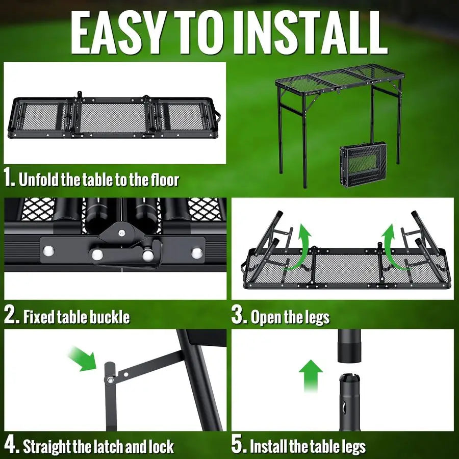 Adjustable Height Portable Heat Resistant Mesh Tabletop
