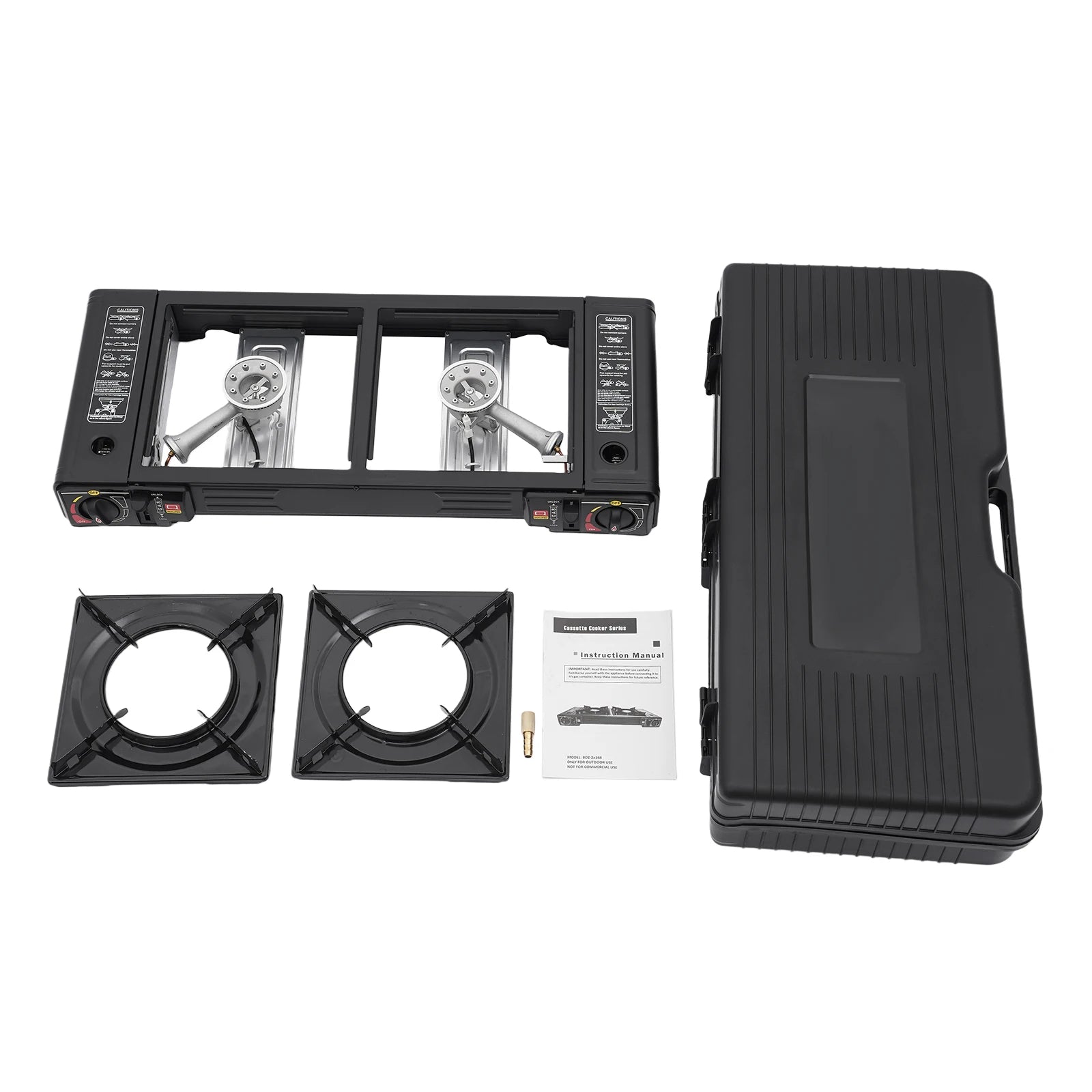 2‑Burner Portable Camping Stove 2500W Each Gas Grill Stove with Carry Case Butane/LPG Compatible