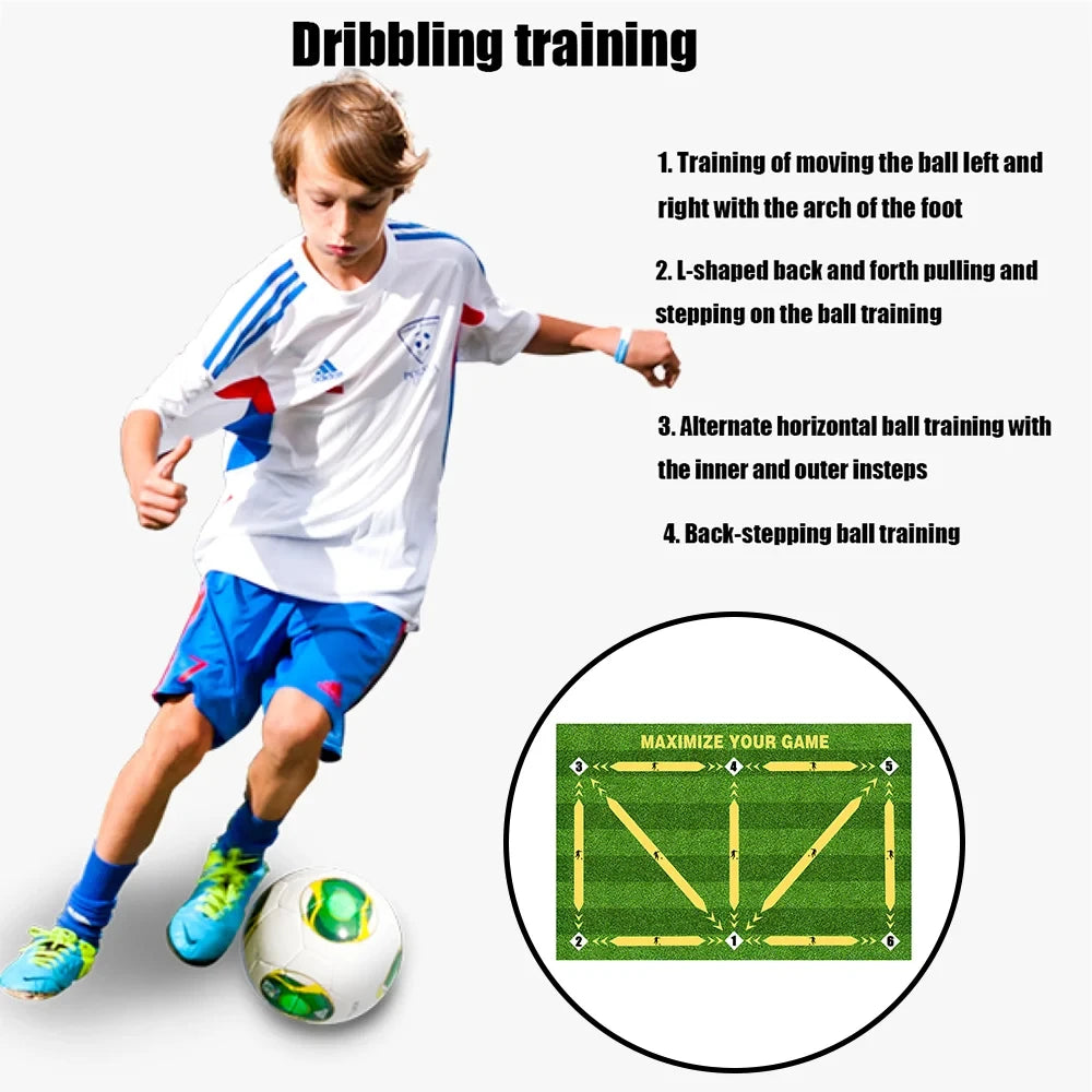Durable Non Slip Football Training Mat Foldable Carpet Dribbling Training Mat Children’s Indoor Football Equipment