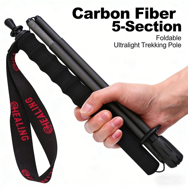 2PC Carbon Fiber Trekking Poles 115g Ultra Light Foldable Hiking and Camping Walking Canes for Travel Outdoor Gear