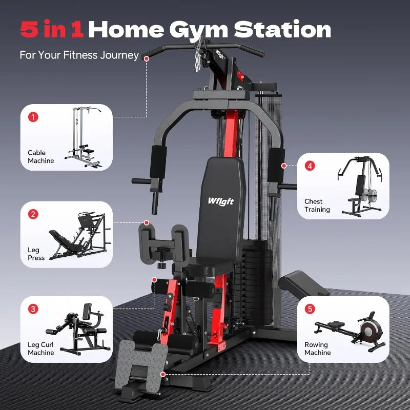 Home Gym Workout Equipment 148lb Weight Stack Full Body Workout Machine for LAT Pulldown Chest Press Leg Extension