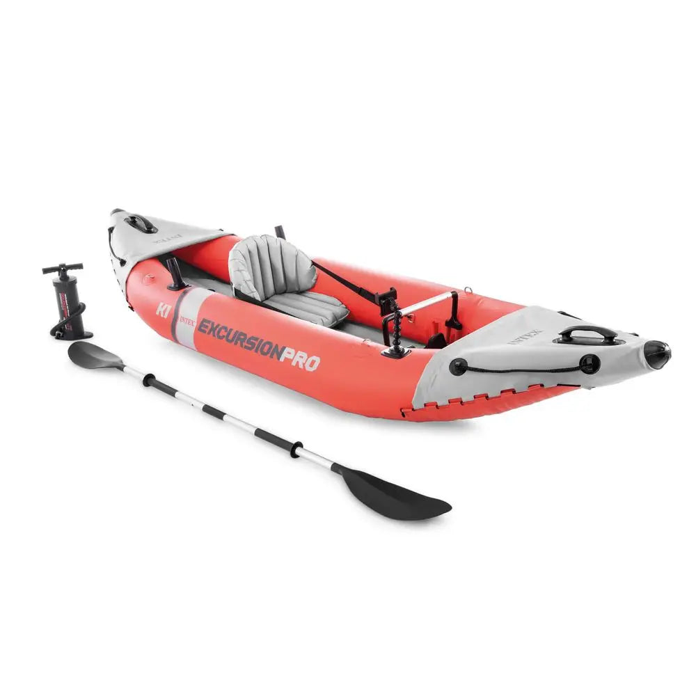 Excursion Pro K1 Inflatable Kayak Set Includes Deluxe 86in Kayak Paddles and High‑Output Pump Super‑Tough PVC