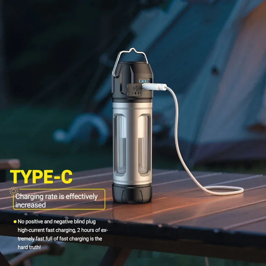 Camping Light Lightweight Handheld Torch 5 Lighting Modes Rechargeable Tent Lamp for Patio Climbing with 8 Light Filaments