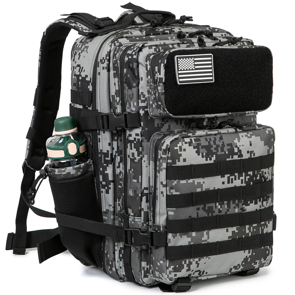 45L Tactical Backpack Survival Bag Hunting MOLLE Backpack Gym Men EDC Outdoor Hiking Rucksack with Bottle Holder