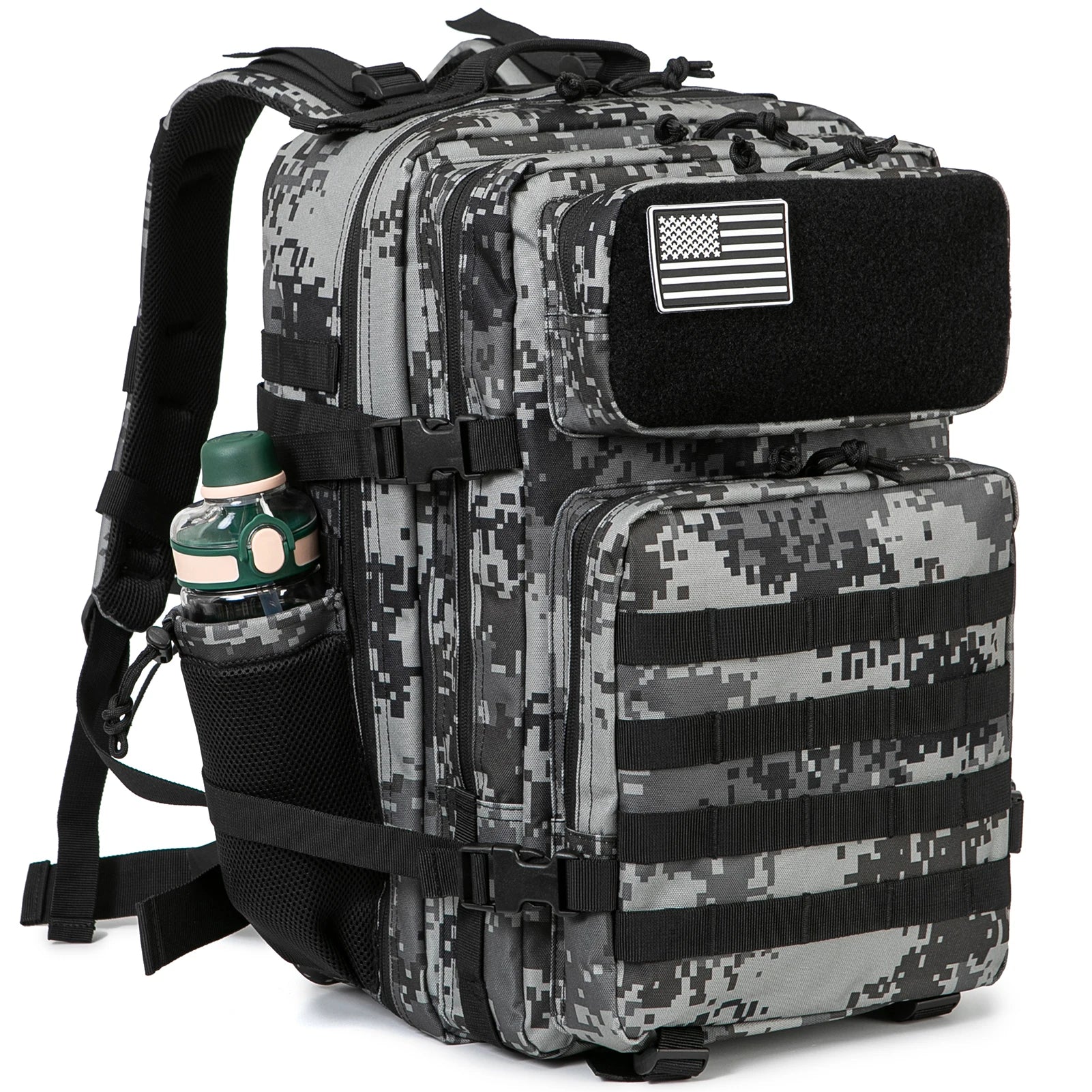 45L Tactical Backpack Survival Bag Hunting MOLLE Backpack Gym Men EDC Outdoor Hiking Rucksack with Bottle Holder