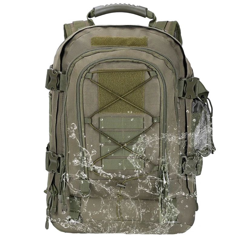 60L Men’s Tactical Travel Backpack, Expandable Hiking and Camping Pack, Army‑Style MOLLE 3‑Day Assault Rucksack
