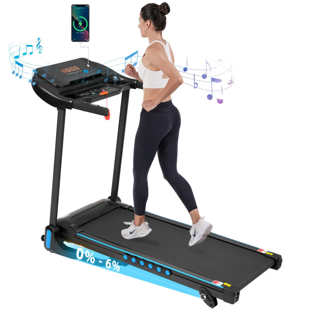 Incline Treadmill for Running and Walking 3.0 HP with 350 lb Capacity Hydraulic Auto Folding Type C and USB Charging up to 10MPH plus Bluetooth Speaker