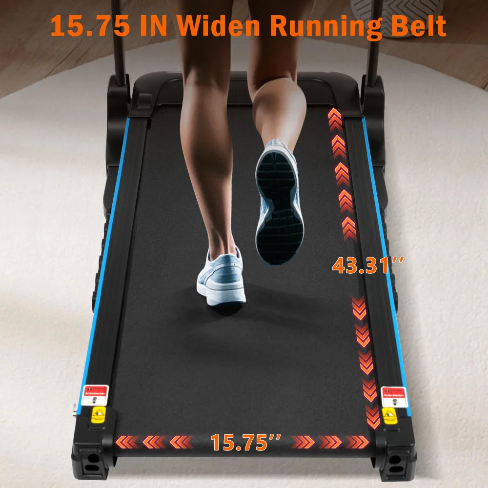 Incline Treadmill for Running and Walking 3.0 HP with 350 lb Capacity Hydraulic Auto Folding Type C and USB Charging up to 10MPH plus Bluetooth Speaker