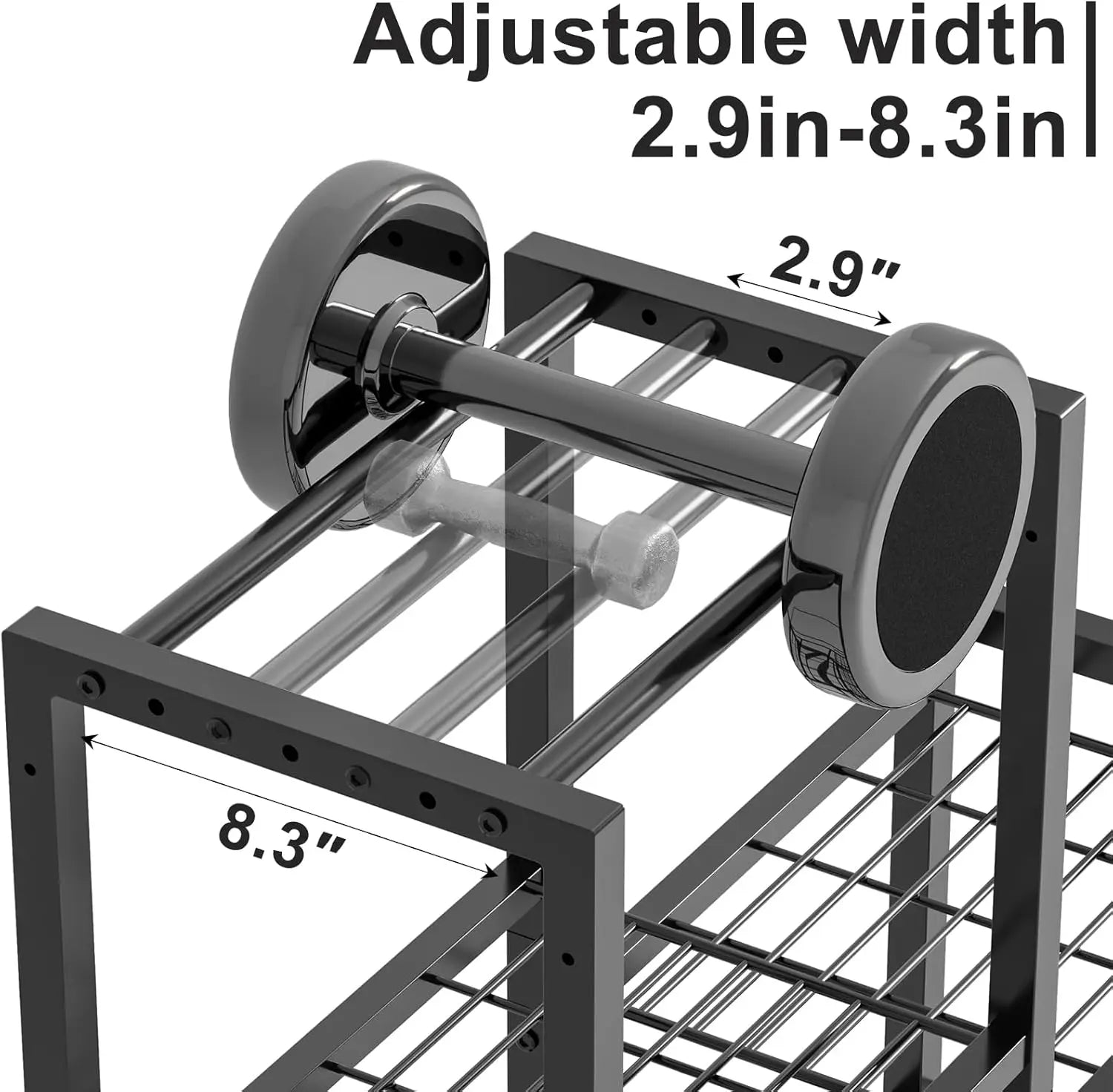 6 Tier Adjustable Gym Storage Rack with Wheels for Dumbbells Yoga Mats and Fitness Equipment