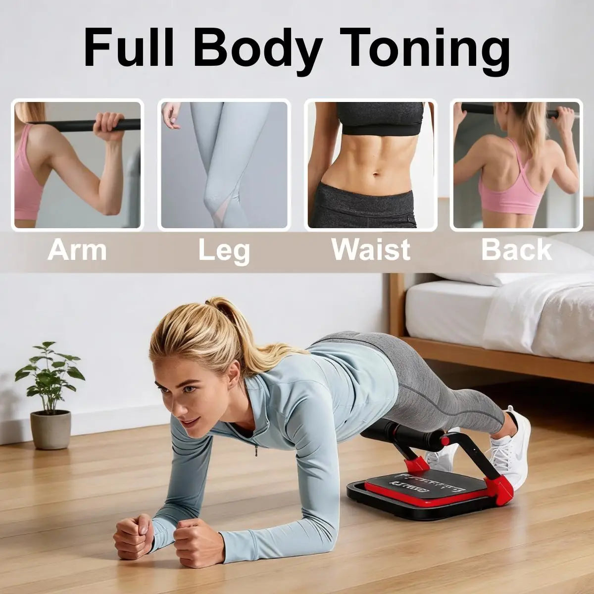 Abdominal Trainer Foldable Home Ab Workout Device with 3 Adjustable Resistance Levels for Sit Up and Core Training