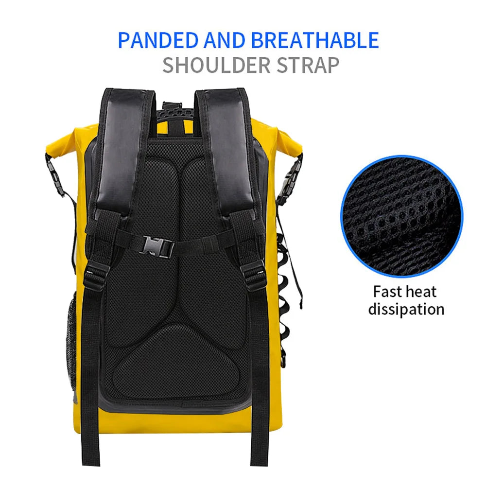 35L Waterproof Dry Bag Backpack Roll Top Bag Pocket for Outdoor Water Sports Beach Camping