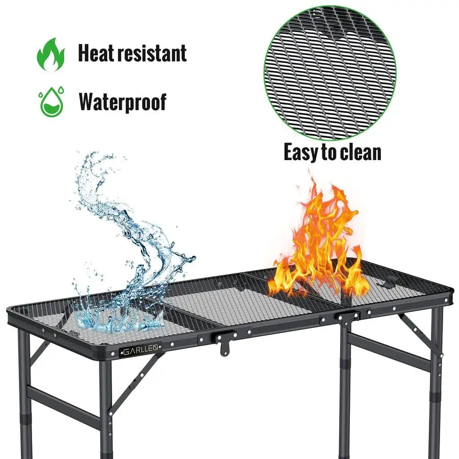 Adjustable Height Portable Heat Resistant Mesh Tabletop