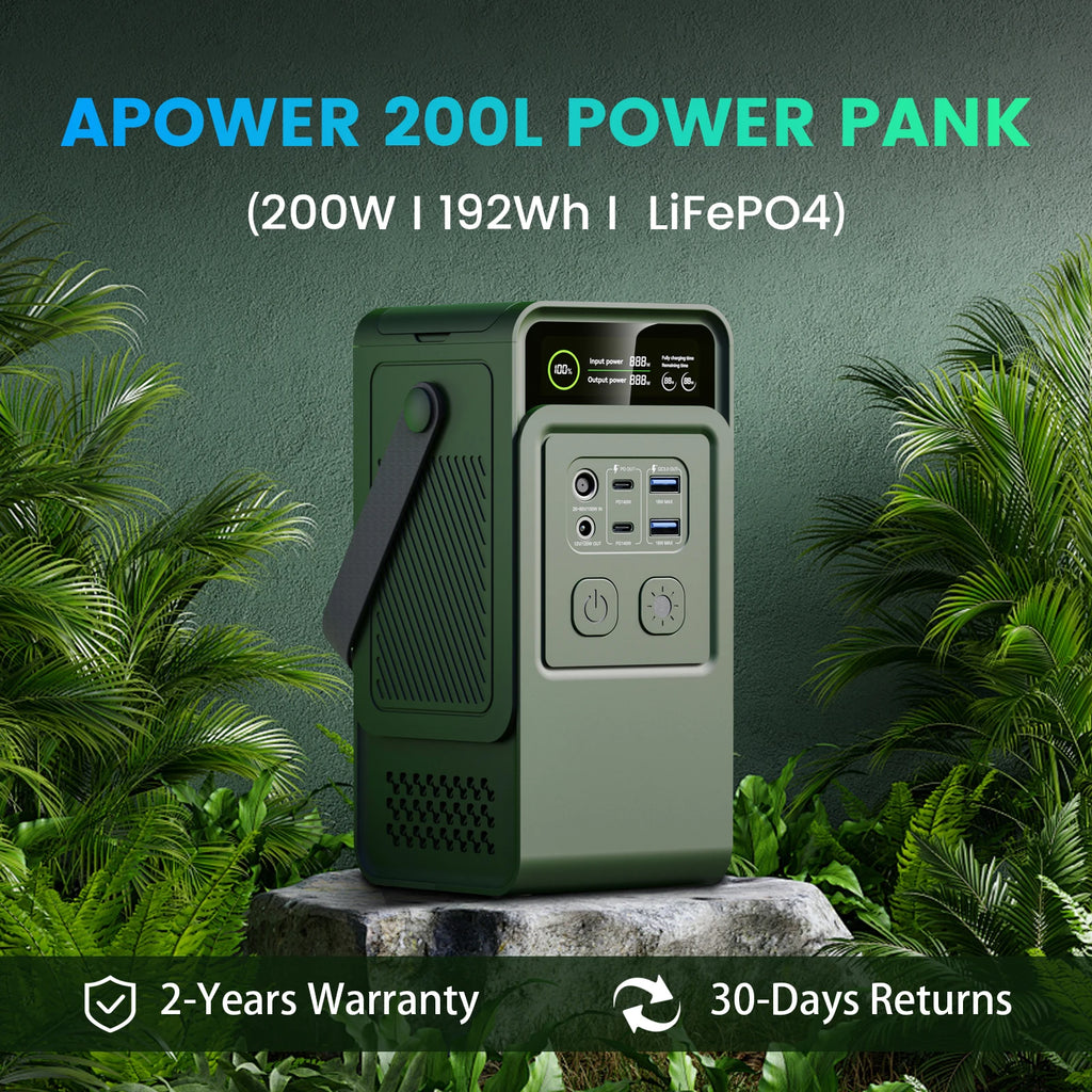 200W Power Station Camping 192Wh Lifepo4 Power Bank 60000mAh Portable Charger Battery Emergency Power USB Type C Port