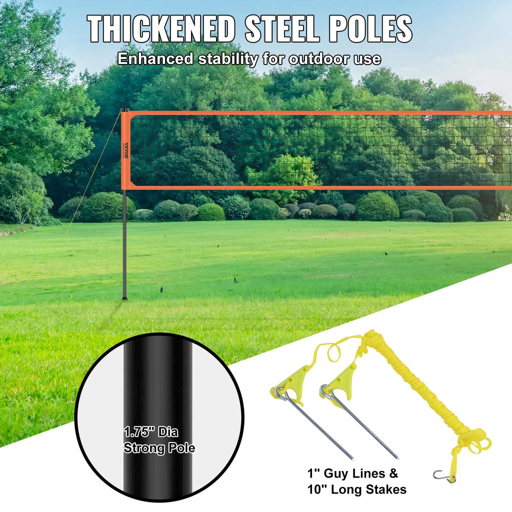 Portable Volleyball Net System Adjustable Height with Aluminum Poles Complete Set with Pump and Carry Bag