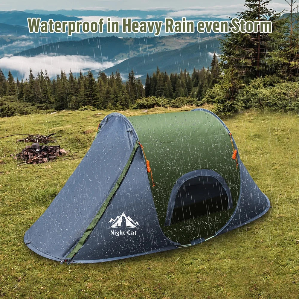 Night Cat Pop Up Camping Tent 1 Person Waterproof Instant Easy Setup Outdoor Tent for Camping Fishing Hiking Hunting