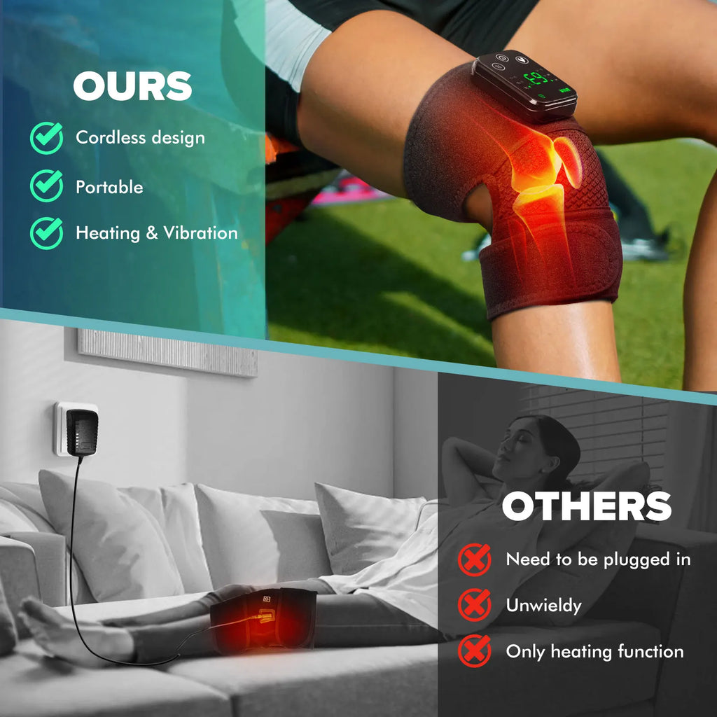 Knee Heating Massager Joint Physiotherapy Pad Hot Compress Vibration Massage 3‑in‑1 Knee Elbow Shoulder Support with 4000mAh Battery