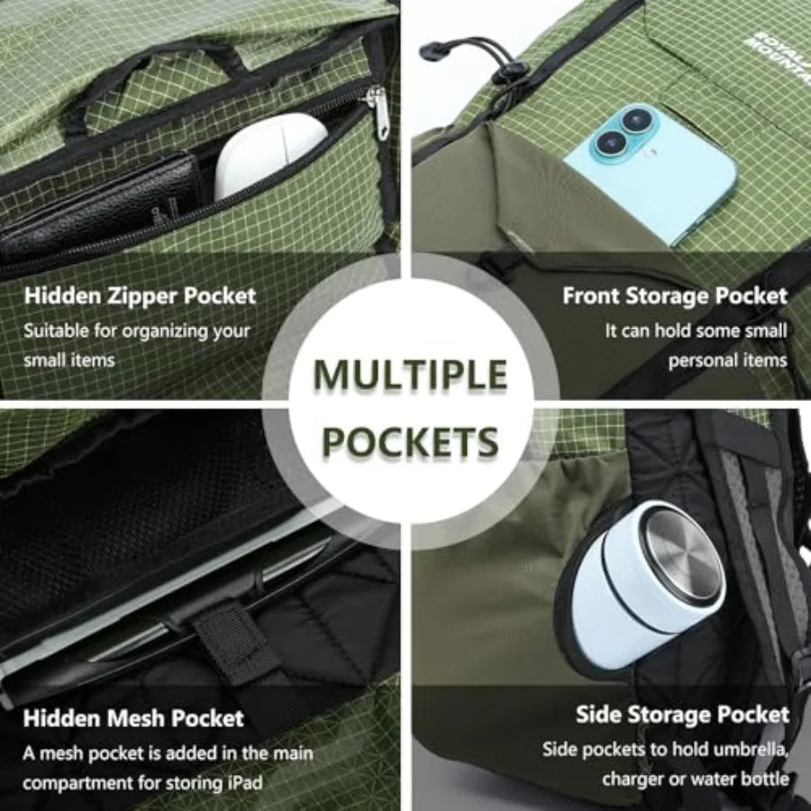 20L Hiking Backpack for Women and Men Water Resistant Daypack Foldable Packable Lightweight Small Hiking Backpack