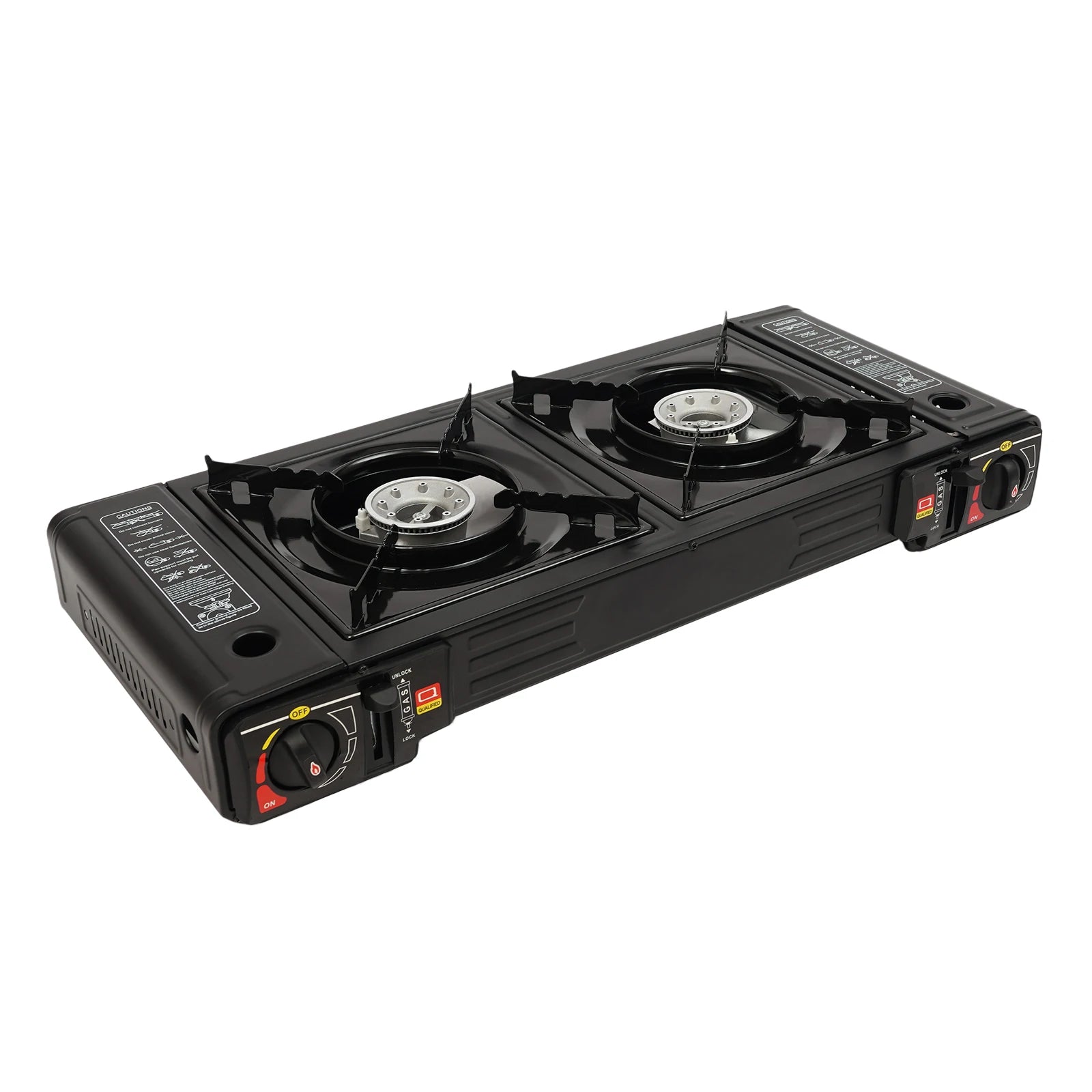 2‑Burner Portable Camping Stove 2500W Each Gas Grill Stove with Carry Case Butane/LPG Compatible