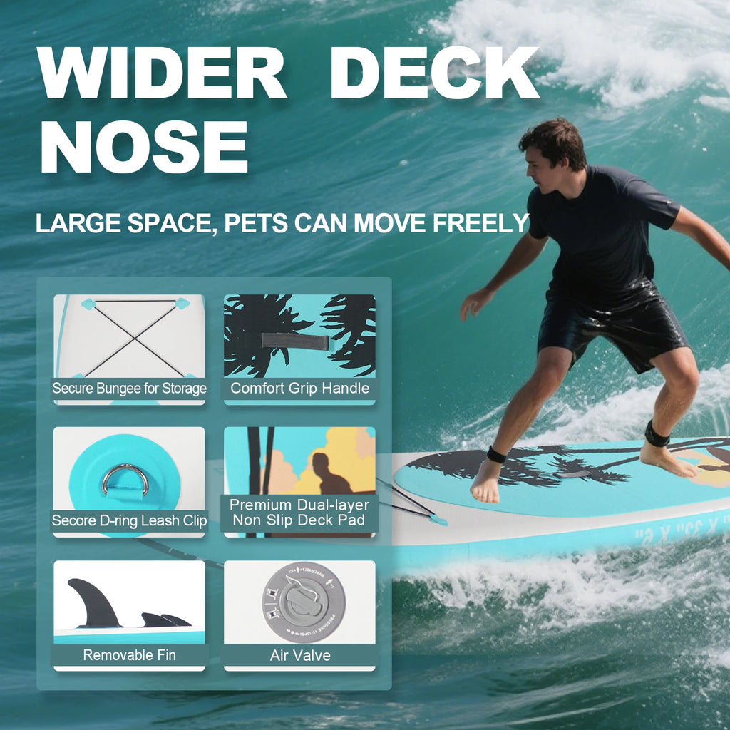 Portable Inflatable Stand Up Paddle Board, 10'6" × 32" × 6", Premium PVC, Full Kit for Adults and Youth