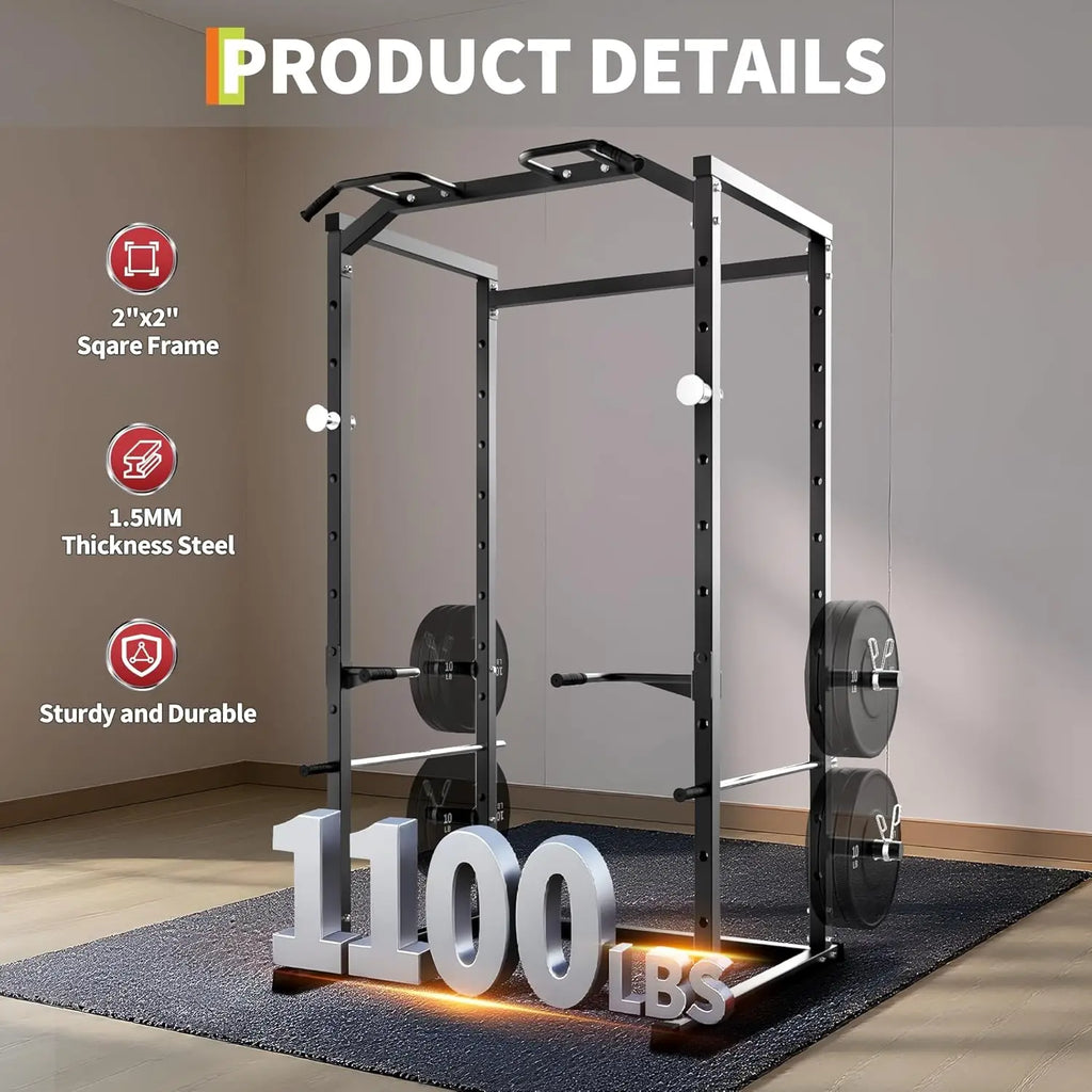 Adjustable Multi-Functional Power Rack with Pull-Up Bar for Home/Garage Gym