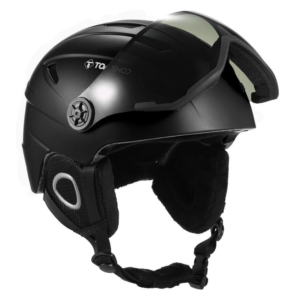 Ski Helmet with Removable Goggles Inner Lining and Ear Pads Lightweight Snowboard Helmet for Snowboarding and Biking