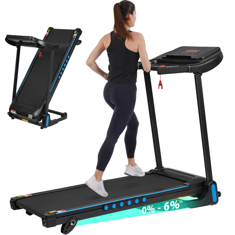 Incline Treadmill for Running and Walking 3.0 HP with 350 lb Capacity Hydraulic Auto Folding Type C and USB Charging up to 10MPH plus Bluetooth Speaker
