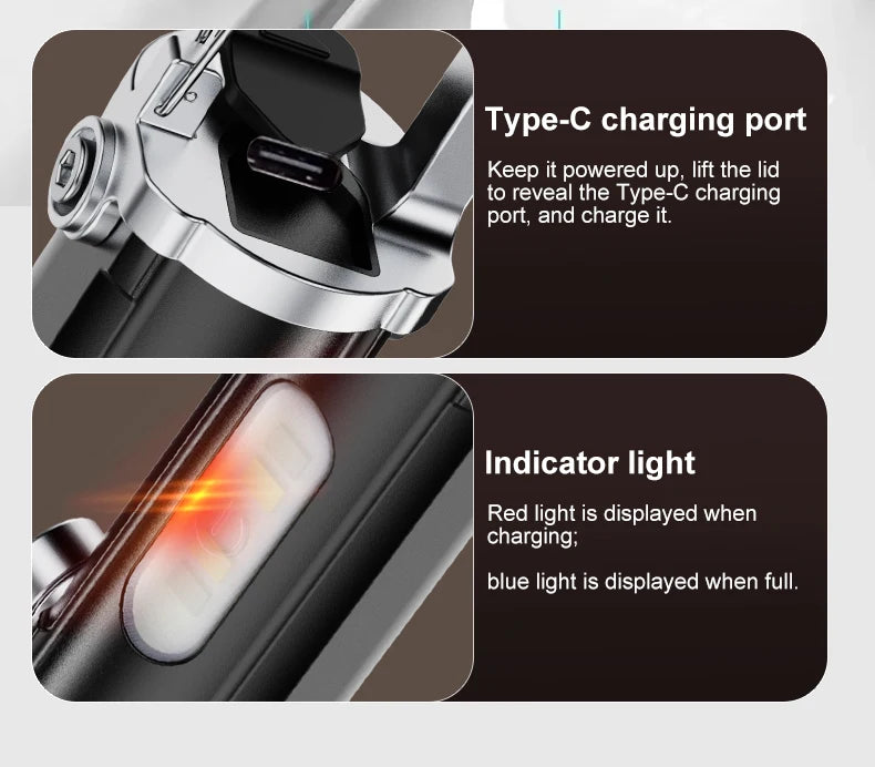 Camping Light Lightweight Handheld Torch 5 Lighting Modes Rechargeable Tent Lamp for Patio Climbing with 8 Light Filaments
