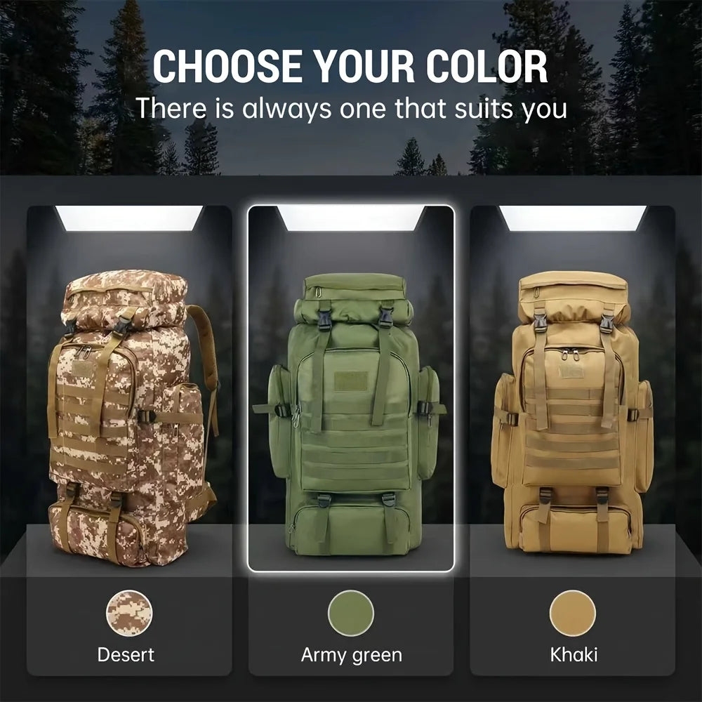 Men’s Backpack for Mountain Climbing Heavy Duty Double‑Shoulder Travel Bag with Removable National Flag Patch Accessory