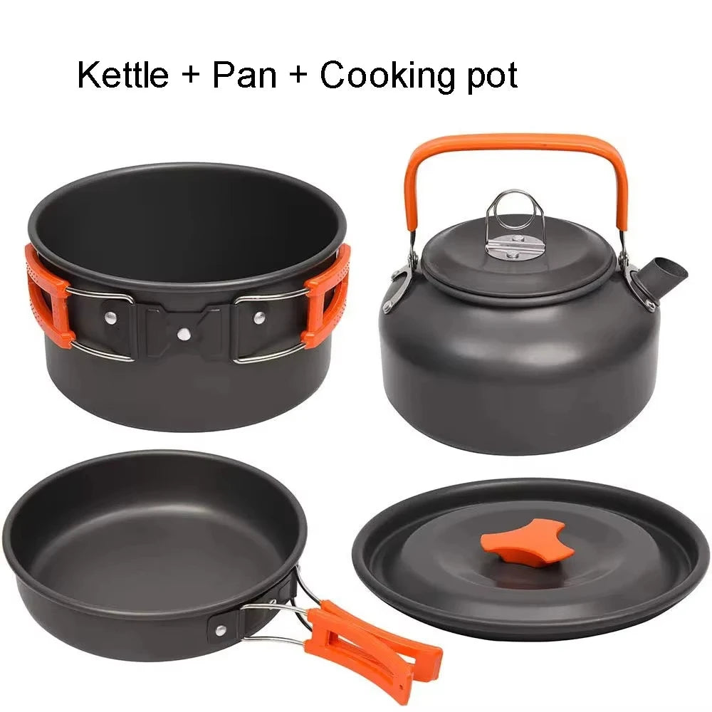 Outdoor Camping Cookware Set Aluminum Alloy Non Stick Pot Nested Pack Convenient to Carry