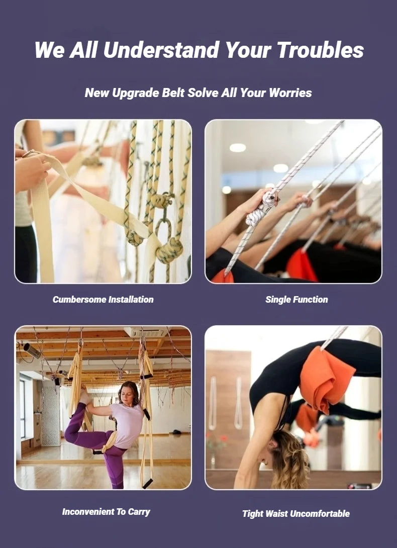 Adjustable Aerial Yoga Stretch Strap — Leg Splits, Flexibility, and Hammock Training
