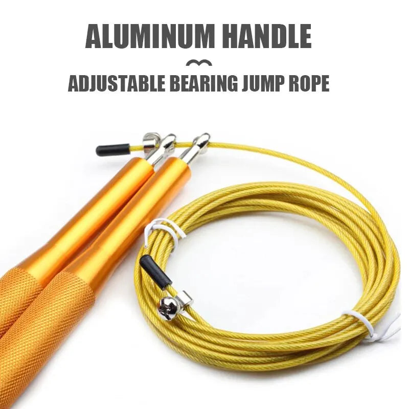 High Fast Speed Wire Jump Rope Black Adjustable Steel Rope with Aluminum Handles for Fitness