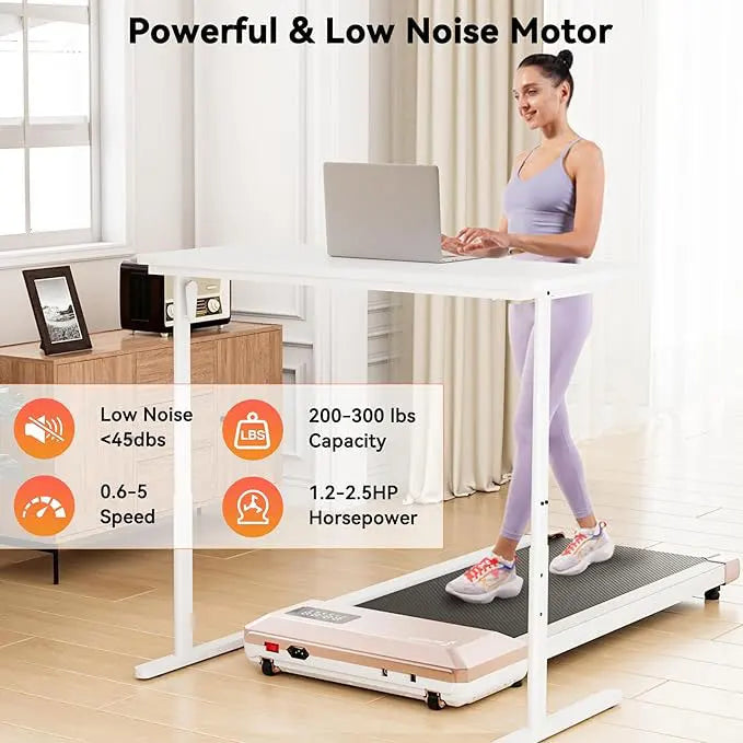 2 in 1 Home and Office Walking Treadmill 2.5 HP Mini Foldable Design with APP and Remote Control