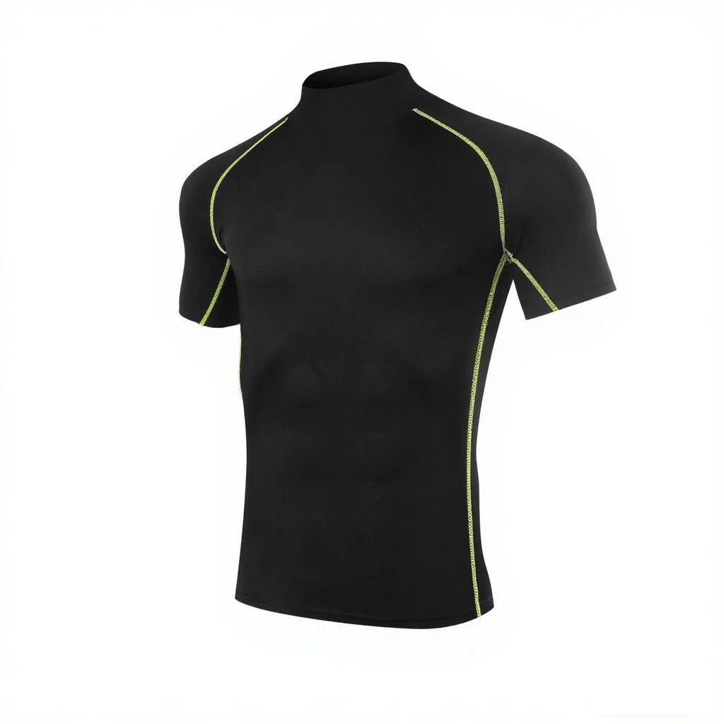 Mens Compression T Shirt Quick Dry Short Sleeve Workout Top for Gym Running and Bodybuilding