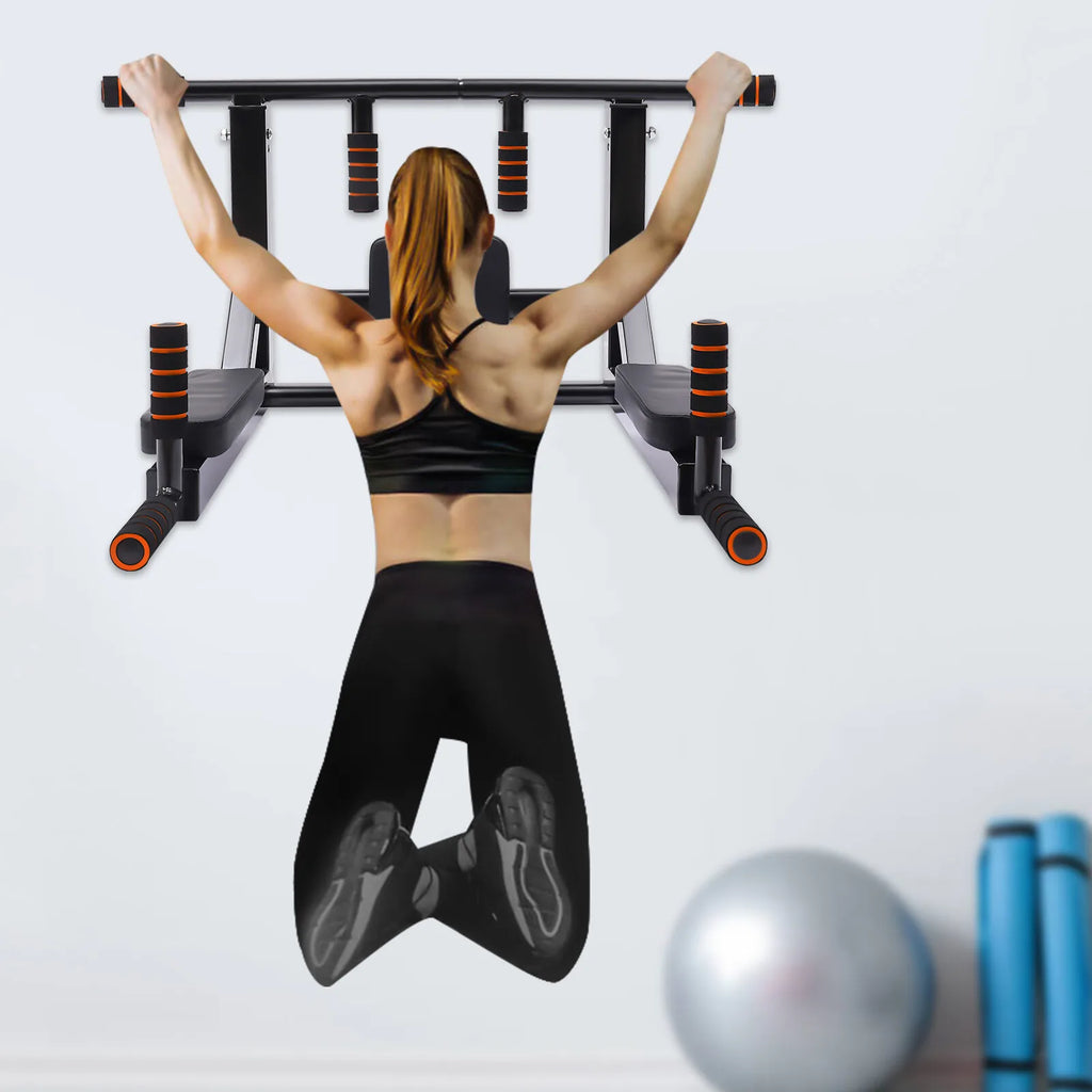 Pull Up Bar & Dip Station – Wall‑Mounted Vertical Knee Raise Exercise Equipment, Adjustable Home Dip Stand, 200kg Capacity Multi‑Functional Training Bar