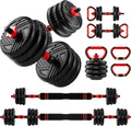 Multi‑Function 5‑in‑1 Adjustable Dumbbell Set — 10–90 lb Weights, Barbell & Kettlebell Conversion for Home Training