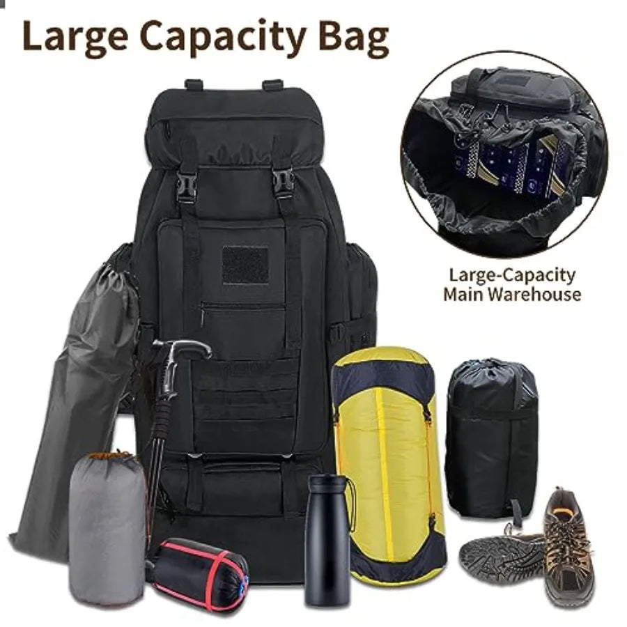 Hiking Backpack 100L Large Camping Backpack Expandable Waterproof MOLLE Rucksack Outdoor Sport Travel Daypack Military Tactical Backpack