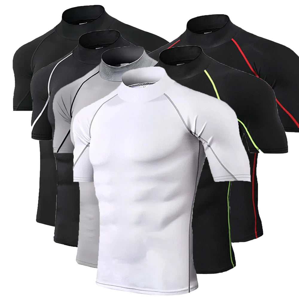 Mens Compression T Shirt Quick Dry Short Sleeve Workout Top for Gym Running and Bodybuilding