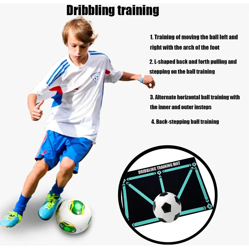 Durable Non Slip Football Training Mat Foldable Carpet Dribbling Training Mat Children’s Indoor Football Equipment