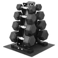 Dumbbell Set with Storage Rack Rubber Coated Hex Hand Weights with Anti Slip Grip for Home Gym Strength Training