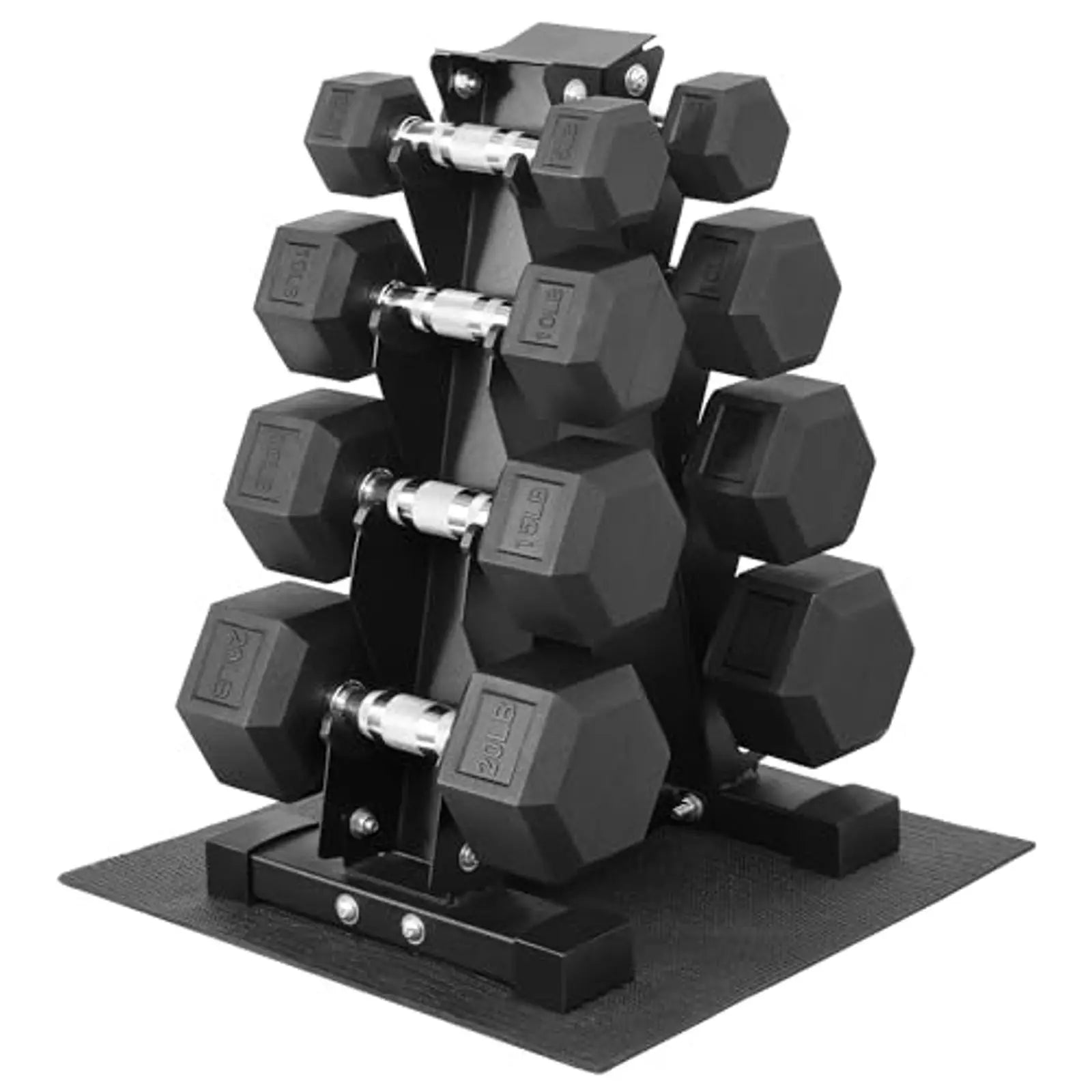 Dumbbell Set with Storage Rack Rubber Coated Hex Hand Weights with Anti Slip Grip for Home Gym Strength Training