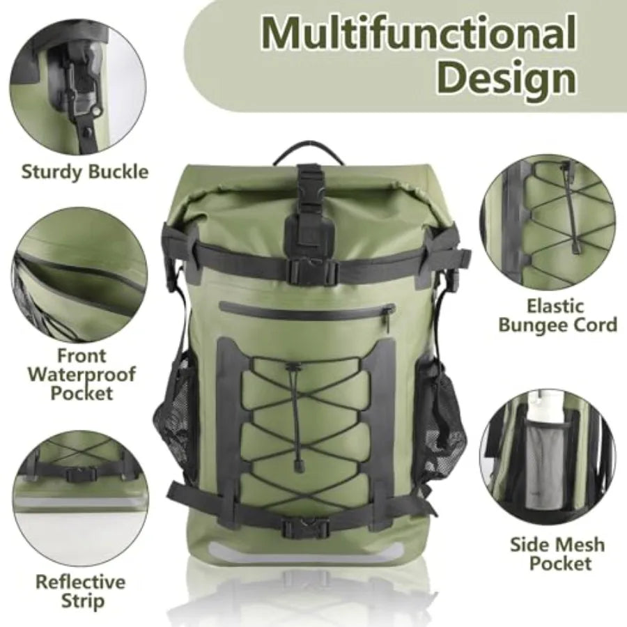 Waterproof Backpack 40L Heavy Duty Dry Bag Backpack Roll‑Top Hiking Travel Backpack Floating Waterproof Bag for Kayaking