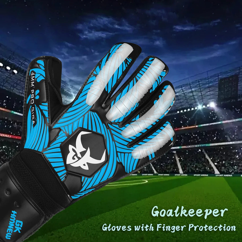 Soccer Goalie Goalkeeper Gloves Strong Grip with Finger Protect and 4+3mm Latex for Kids Youth and Adults