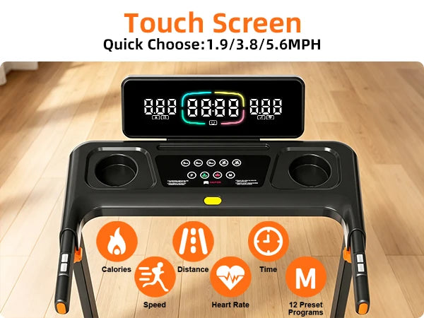 Quiet 3 in 1 Foldable Walking Pad Treadmill with 12 Percent Incline for Home 12 Preprogrammed HIIT Modes Supports up to 300 LBS Smart Treadmill with LED Display Heart Rate Sensor Bluetooth Speaker and App Connection