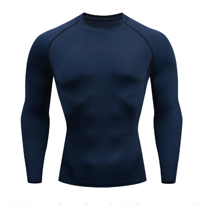 Mens Bodybuilding Sports T Shirt Quick Dry Long Sleeve Compression Top