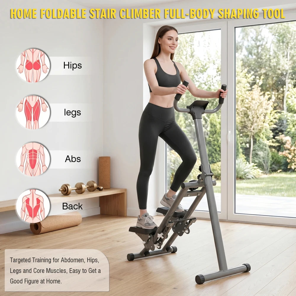 Stair Stepper Machine Vertical Climber with LCD Display Compact Cardio Step Trainer for Full Body Home Workouts