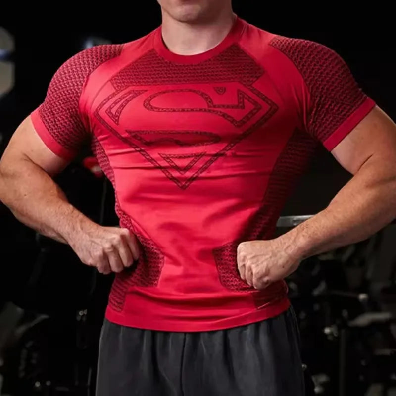 Mens High Elastic Quick Dry Sports T Shirt Tight Breathable Summer Gym Short Sleeve Top