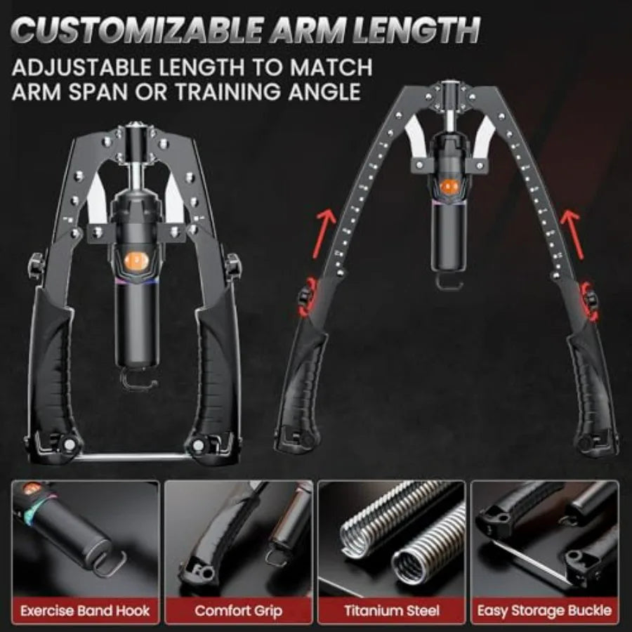 Twister Arm Trainer 3 in 1 Hydraulic Power Chest Workout Equipment with Ab Roller Wheels and Hooks Adjustable 22 to 440lb Arm Trainer