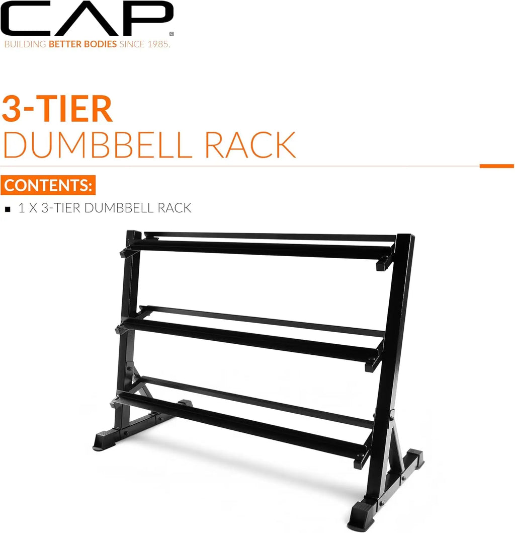2‑Tier Dumbbell Rack for Home Gym Heavy‑Duty Steel Weight Storage for Hex Dumbbells Holds 5–75 lb Pairs